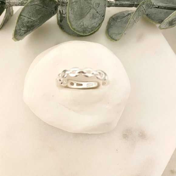 925 Sterling Silver Chain Link Ring Double Layer Stacking Ring Minimalist Ring - Picture 6 of 7